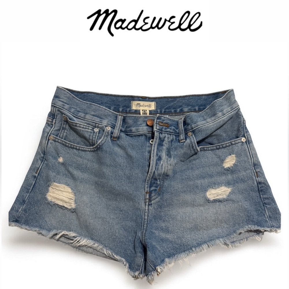 Madewell Blue Distressed Jean Shorts